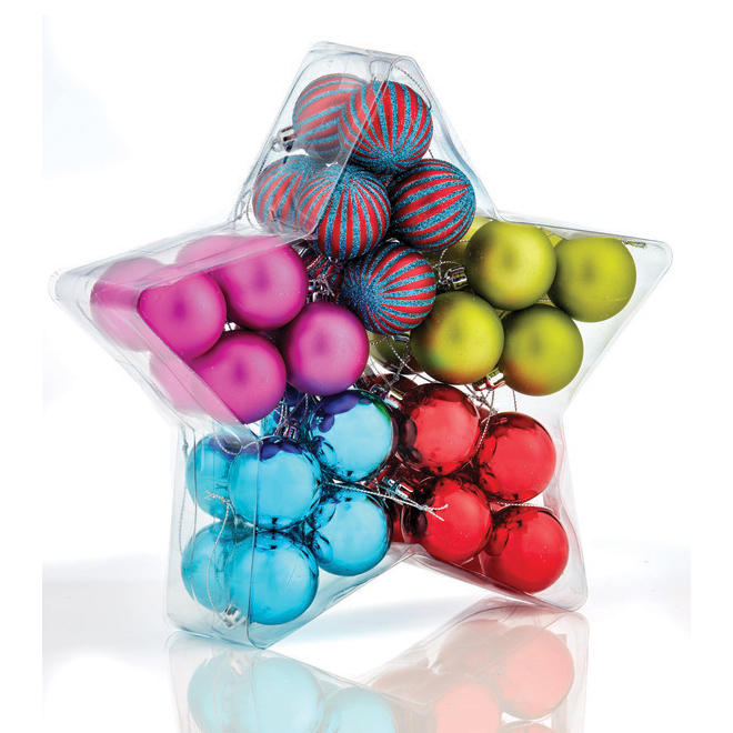 HOLIDAY LIVING Boules de Noël variées, 4 cm, multicolore, paquet de 40