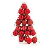 Christmas Tree Ornaments - 6 cm - Plastic - Red - Set of 34
