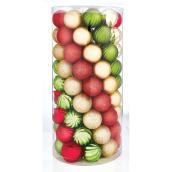 Boules de Noël, 6 cm, plastique, or/rouge/vert, paquet de 101