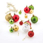 Boules de Noël, plastique, or/rouge/vert, ensemble de 100