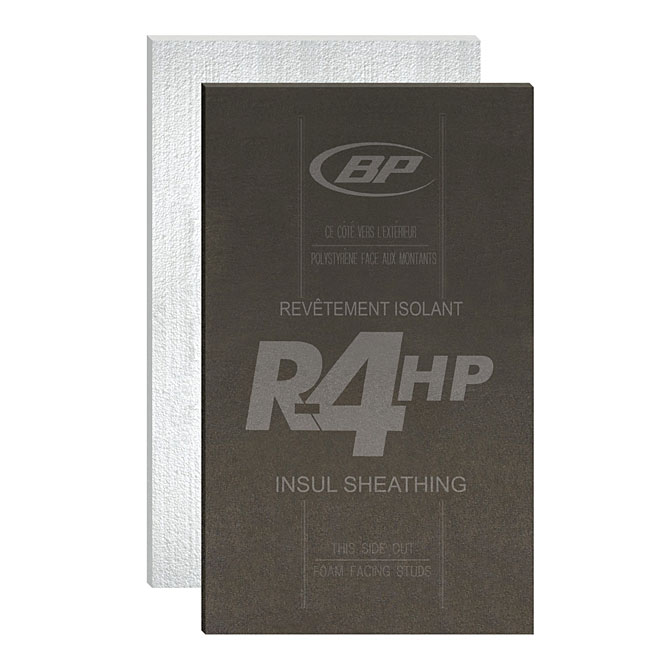 BP Canada High-Performance R-4 Insulation Sheathing - Wood Fibre and Expanded Polystyrene - 9-ft x 4-ft x 1 1/8-in
