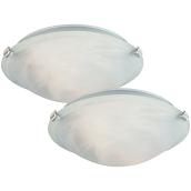 Project Source 2-Pack 12-in Brushed Nickel Bohemian Incandescent Flushmounts