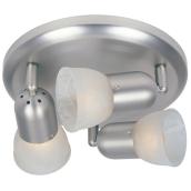 Facto Omni Track Light with 3 Swivel Heads for Bedrooms - Satin Nickel - Frosted Glass Shades - 60-Watt Bulbs