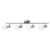Rail d'éclairage à 4 lumières, nickel satiné