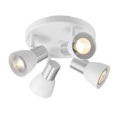 Ceiling Light - 4 Lights- Metal/Glass - White/Brushed Nickel