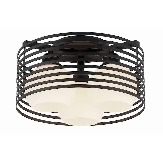 Allen + Roth Farmhouse Semi-Flush Mount Ceiling Light - 7-in x 13-in - 3 Lights - Matte Black