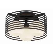 Allen + Roth Farmhouse Semi-Flush Mount Ceiling Light - 7-in x 13-in - 3 Lights - Matte Black