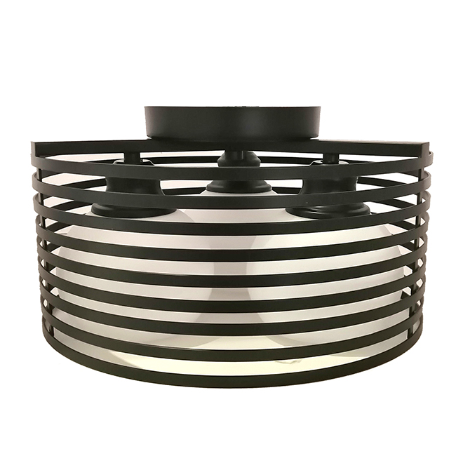 Allen + Roth Farmhouse Semi-Flush Mount Ceiling Light - 7-in x 13-in - 3 Lights - Matte Black