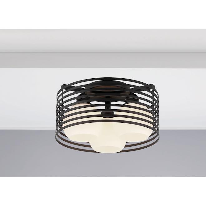 Allen + Roth Farmhouse Semi-Flush Mount Ceiling Light - 7-in x 13-in - 3 Lights - Matte Black