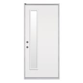 Porte extérieure en acier, panneau de verre, droite, 32", blanc