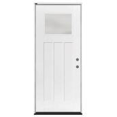 Madero 36 x 80-in Fibreglass Craftsman Pre-hung Entrance Door - Left Hand In-Swing - White - Insulated