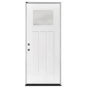 Madero 36 x 80-in Fibreglass Craftsman Pre-hung Entrance Door - Right Hand In-Swing - White / Insulated