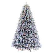 Arbre illuminé, 7,5', 600 lumières, pin Albany, givré