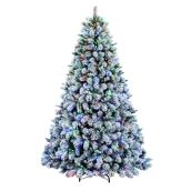 Holiday Living 7.5-ft Pre-lit Flocked Artificial Christmas Tree with 600 Multifunction Multicolour Lights