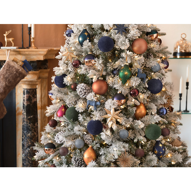 Holiday Living 7.5-ft Pre-Lit Artificial Frosted Christmas Tree with 500 Multicolour LED Lights
