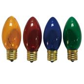 Ampoule incandescente de rechange, C9, 7 W, 4/pqt, multicolore