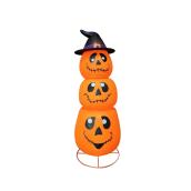 Décoration illuminée Haunted Living, citrouilles empilées grandeur nature avec chapeau de sorcière, DEL, 60 po, orange
