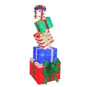 Tour de cadeaux illuminée, 26 po x 23 po x 66 po, 230 lumières à DEL, multicolore