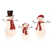 Bonhommes de neige illuminés, famille de 3, pop-up, 96 po x 20 po x 52 po, multicolore