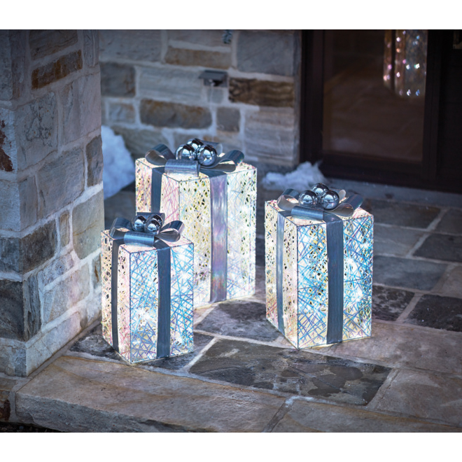 HOLIDAY LIVING Lighted Gift Boxes LED Sizes 23in, 20in and 18in