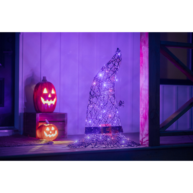 Chapeau de sorcière clignotant Holiday Living pour l'Halloween avec lumières DEL, 36 po