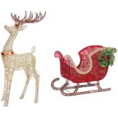 Holiday Living Multicolour LED Lighted Glittering Buck-Sleigh