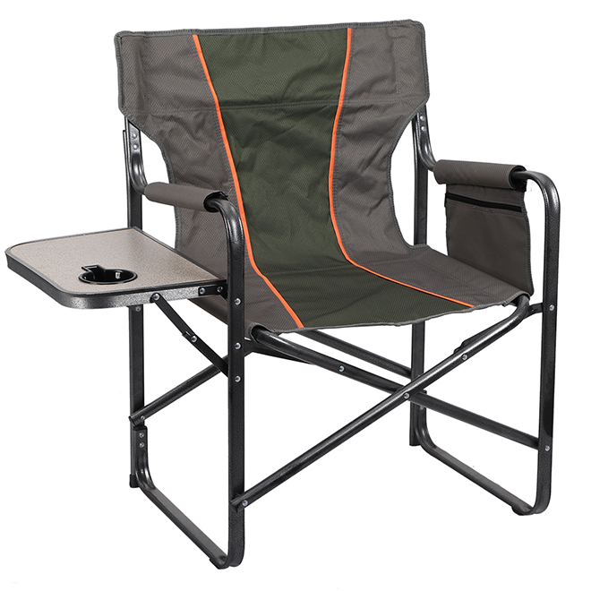 Camping Director Chair - Side Table - Green/Grey