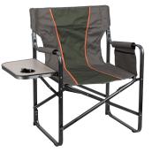 Chaise de camping de type cinéaste, table d'appoint, vert/gris