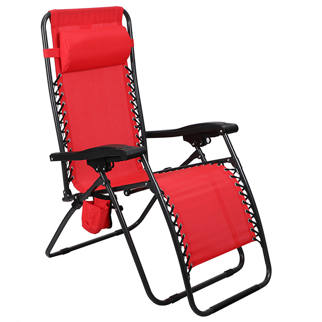 Chaise longue de patio Relax zéro gravité avec oreiller amovible et porte-gobelet par Bazik, rouge