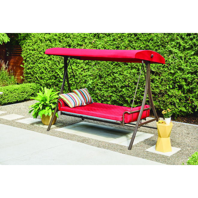 Style Selections 8-ft Red/Brown Steel and Polyester Futon Swing