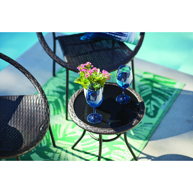 Style Selections Flynn Black Wicker Patio Conversation Set with Metal