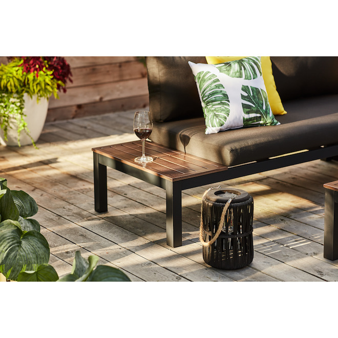 Style Selections Maven Black Aluminum Frame Patio Conversation Set with Black Cushions Included - 3-Piece