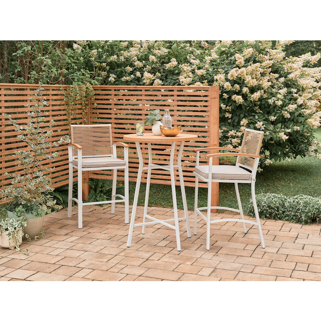 Origin 21 Clinton 3-Piece White Metal Frame and Wicker Outdoor Patio Bistro Bar Set