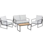 Origin 21 Morocco Metal Frame Patio Conversation Set with Grey Cushions Included 4-Piece