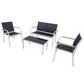 Origin 21 4-Piece Metal Frame Patio Conversation Set with Black Cushions Included