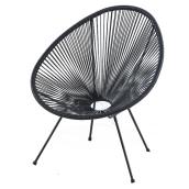 Chaise coco en osier String Modern de Style Selections en métal, noire