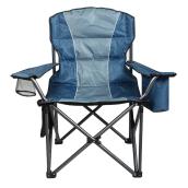 Chaise de camping pliante Bazik 39 h. x 37 l. x 25 po p. en polyester bleu/gris avec glacière et porte-gobelet