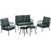 Style Selections 5-Piece Black Steel and Rattan Outdoor Conversation Set - Polyester Cushions Included