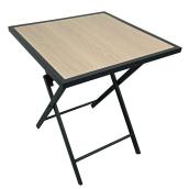 Table pliante d'extérieur Landon & Co. 24 l. x 28 h. po noir et bois naturel en acier