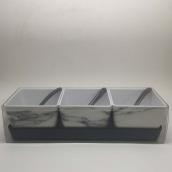 Ensemble de service pour condiments, marbre blanc, 7 mcx