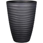 Pot à fleurs Bazik style ondulé en polypropylène gris foncé, 15,6 po