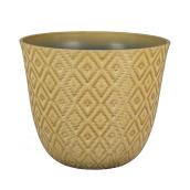 Pot en résine Allen + Roth, motif géométrique, intérieur et extérieur, 11,2 po, jaune