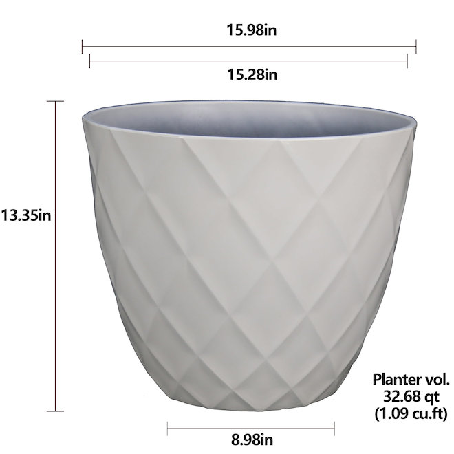 Landon & Co. 15.3-in White Resin Indoor/Outdoor Flower Planter