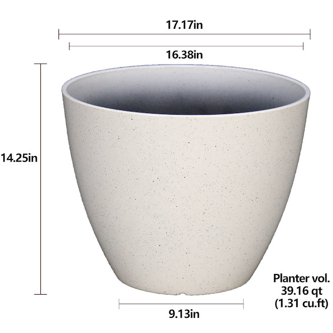 Landon & Co. 16.4-in White Resin Indoor/Outdoor Flower Pot