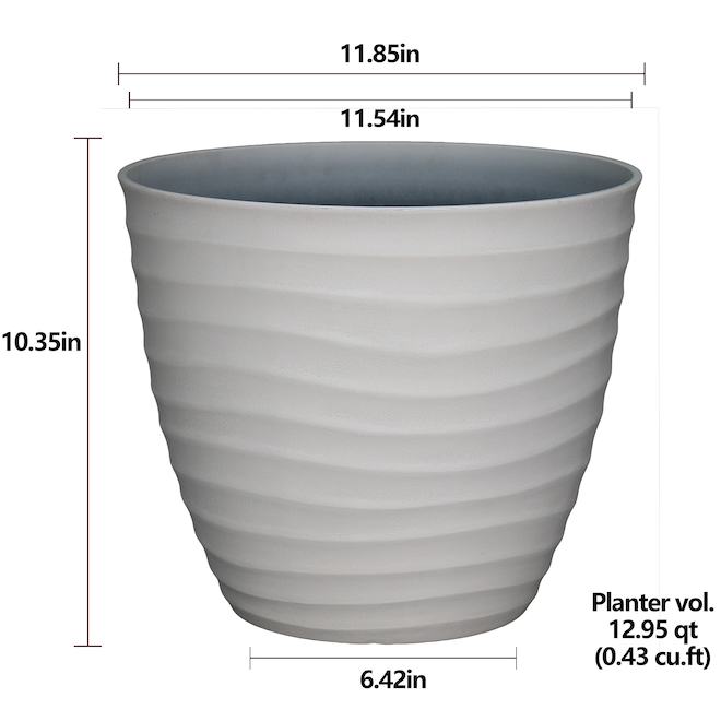 Landon & Co. 11.5-in Matte White Resin Indoor/Outdoor Flower Pot