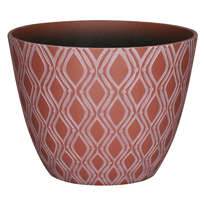 Allen + Roth Lapidus 1-Pack 15.1-in W x 12-in H Auburn Resin Planter