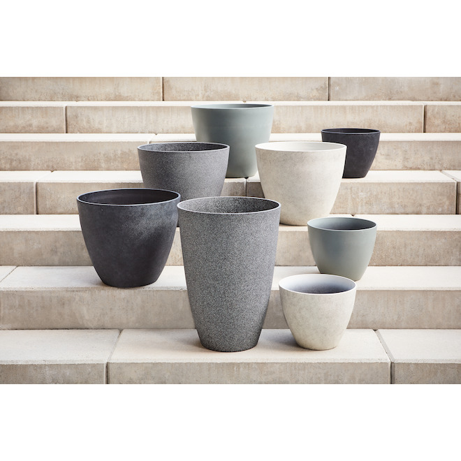 Allen + Roth 1-Pack 16.4-in W x 14.3-in H Faux Concrete Grey Resin Planter