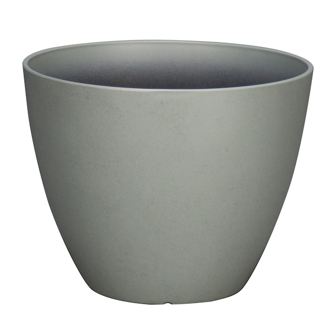 Allen + Roth 1-Pack 16.4-in W x 14.3-in H Matte Grey Resin Planter