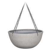 Allen + Roth 1-Pack 13.3-in W x 6.4-in H White Speckled Resin Hanging Planter