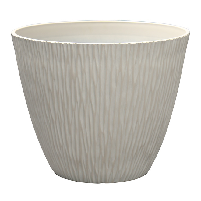 Allen + Roth 13.74-in x 11.77-in Beige Resin Planter